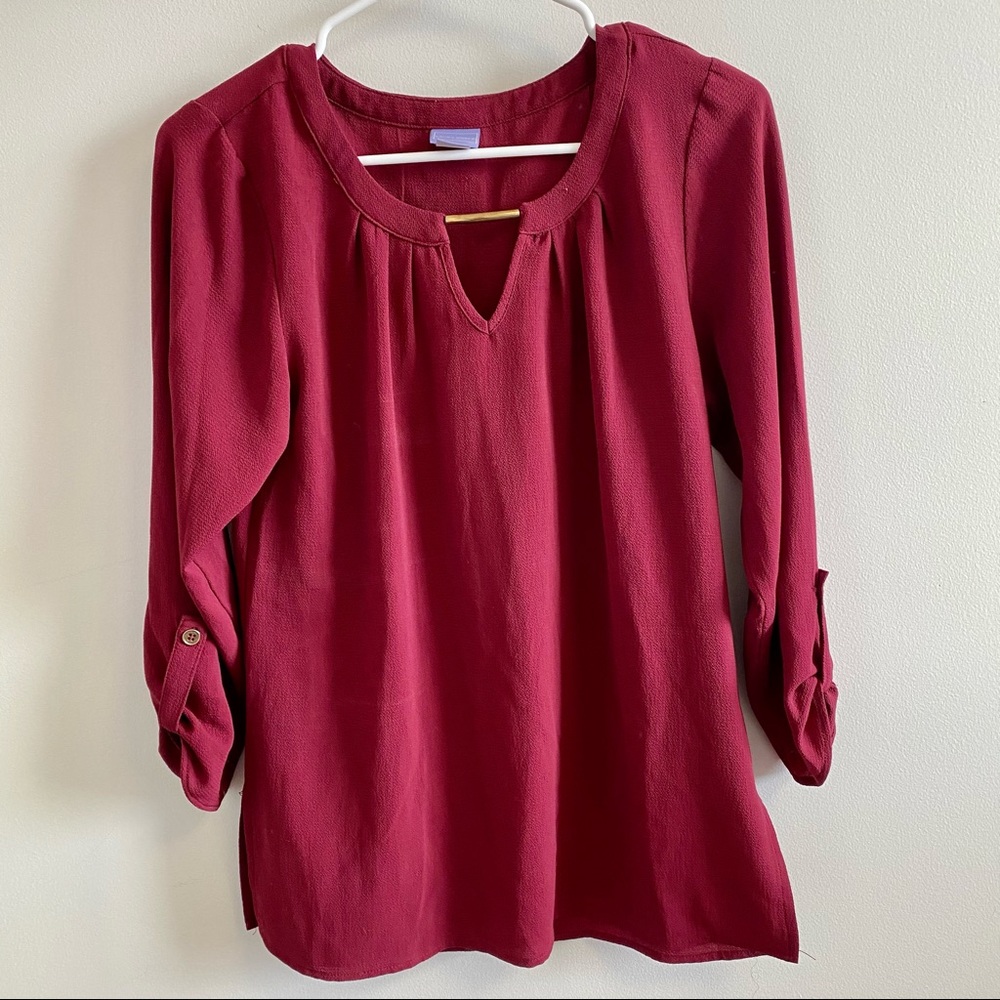 Laura Scott Flowy Red Blouse Medium